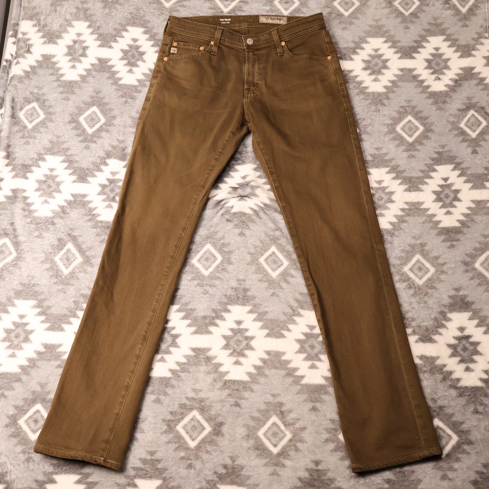 AG Adriano Goldschmied The Tellis Slim Jeans Olive Brown 29R 29x32.5"